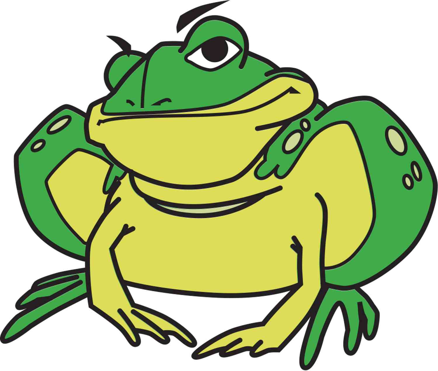 A cartoon character of a handsome toad